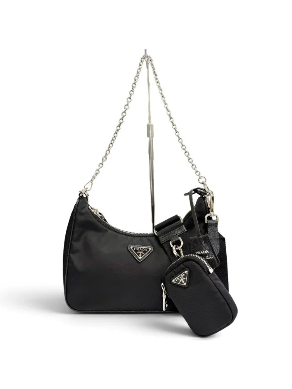 Prada Re Edition Re-Nylon Triangle Logo 2-Way Shoulder Bag Black